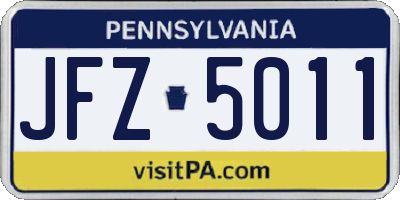 PA license plate JFZ5011