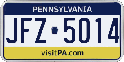 PA license plate JFZ5014