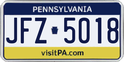 PA license plate JFZ5018