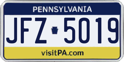 PA license plate JFZ5019