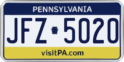 PA license plate JFZ5020
