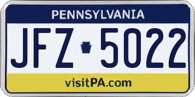 PA license plate JFZ5022