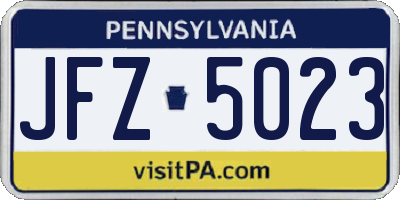 PA license plate JFZ5023