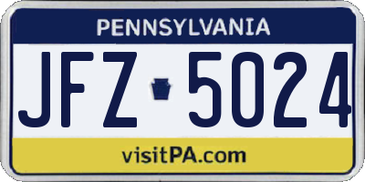 PA license plate JFZ5024