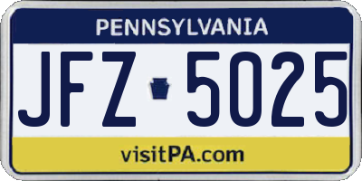 PA license plate JFZ5025