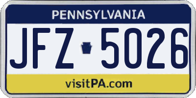 PA license plate JFZ5026