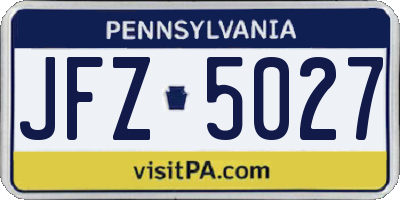 PA license plate JFZ5027