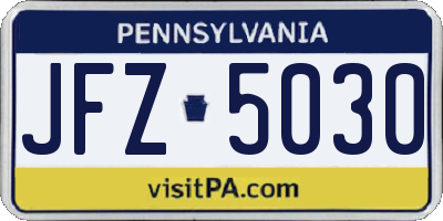 PA license plate JFZ5030