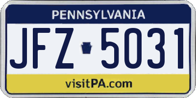 PA license plate JFZ5031