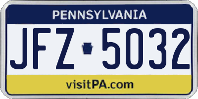 PA license plate JFZ5032