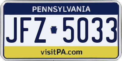 PA license plate JFZ5033
