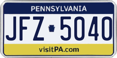 PA license plate JFZ5040