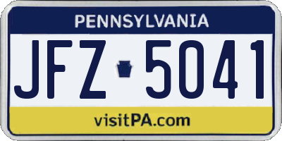 PA license plate JFZ5041