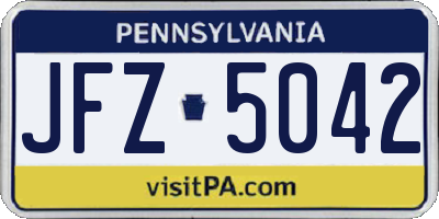 PA license plate JFZ5042