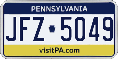 PA license plate JFZ5049