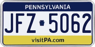 PA license plate JFZ5062
