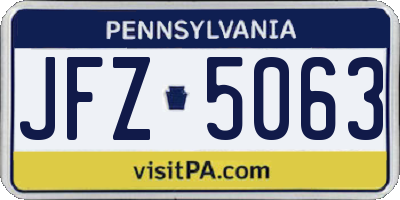 PA license plate JFZ5063