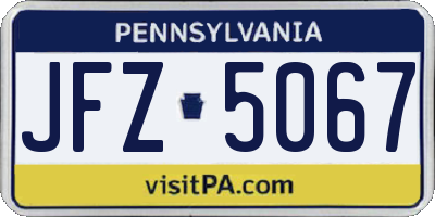 PA license plate JFZ5067