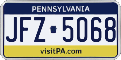PA license plate JFZ5068