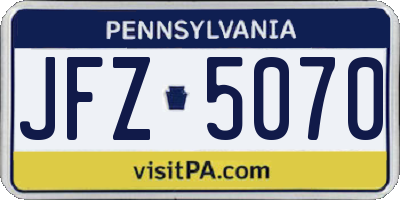 PA license plate JFZ5070