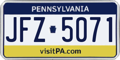 PA license plate JFZ5071