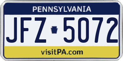 PA license plate JFZ5072