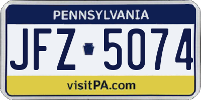 PA license plate JFZ5074