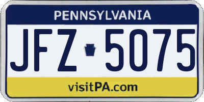 PA license plate JFZ5075