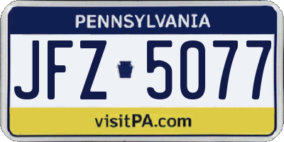 PA license plate JFZ5077