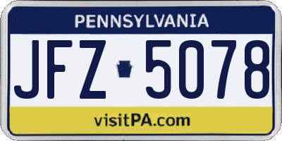 PA license plate JFZ5078