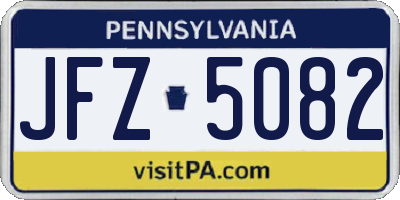 PA license plate JFZ5082