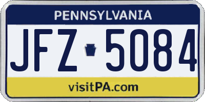 PA license plate JFZ5084