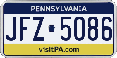 PA license plate JFZ5086