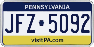 PA license plate JFZ5092