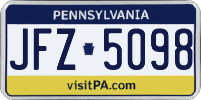 PA license plate JFZ5098