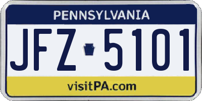 PA license plate JFZ5101