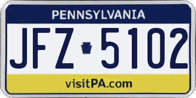 PA license plate JFZ5102