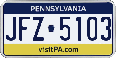 PA license plate JFZ5103