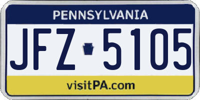 PA license plate JFZ5105