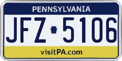 PA license plate JFZ5106