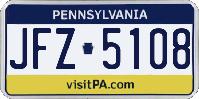 PA license plate JFZ5108