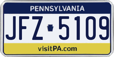 PA license plate JFZ5109