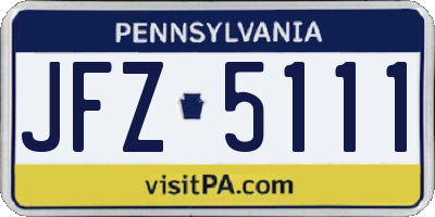 PA license plate JFZ5111