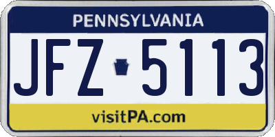 PA license plate JFZ5113