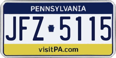 PA license plate JFZ5115