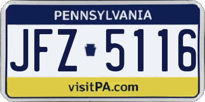 PA license plate JFZ5116