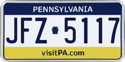PA license plate JFZ5117
