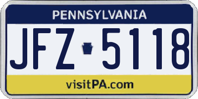 PA license plate JFZ5118
