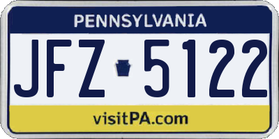 PA license plate JFZ5122