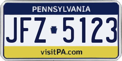 PA license plate JFZ5123